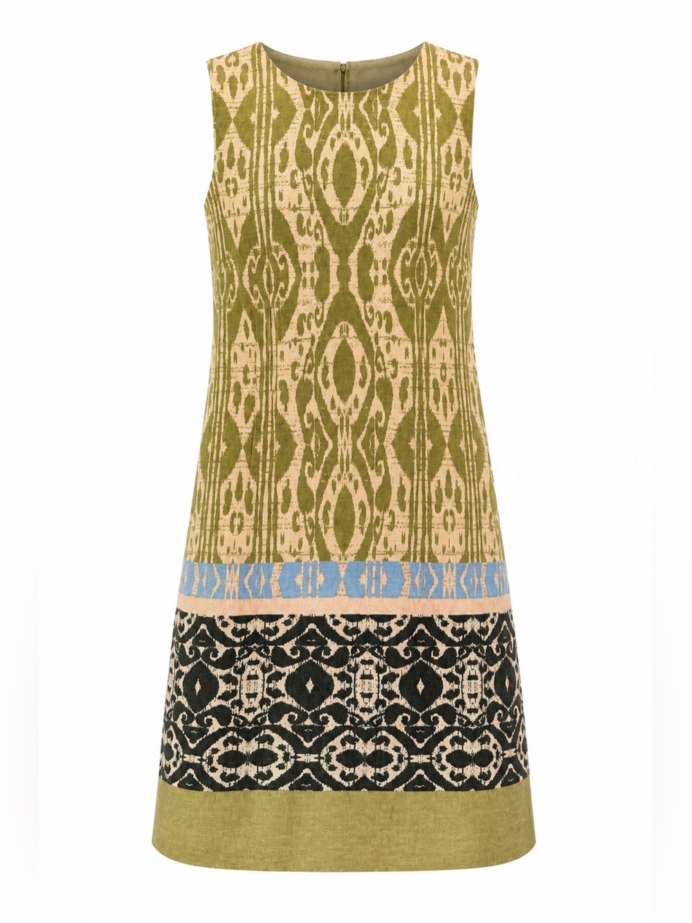 Tahari Arthur S. Levine Linen Blend Shift Dress Ikat Print Size 10